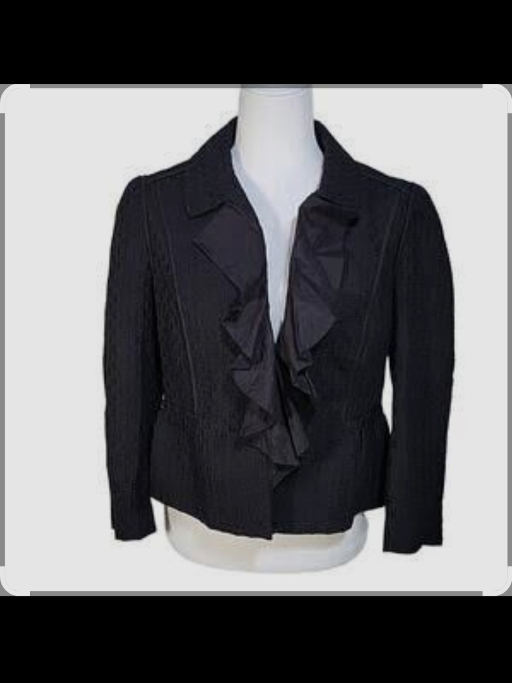 LOFT Black Ruffle Trim Blazer